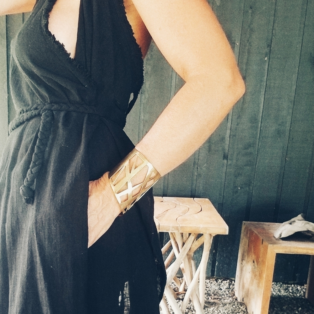 Cut out modern brass cuff bracelet